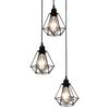 vidaXL Lampa sufitowa, diamentowe klosze, czarna, 3 żar&oacute;wki E27