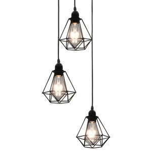 vidaXL Lampa sufitowa, diamentowe klosze, czarna, 3 żar&oacute;wki E27