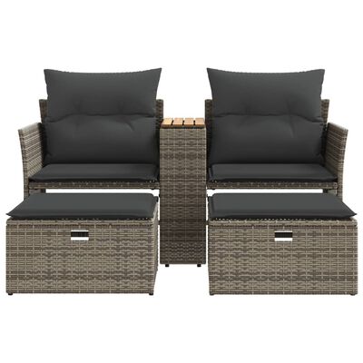 vidaXL 2-osobowa sofa ogrodowa z podnóżkami, szara, polirattan