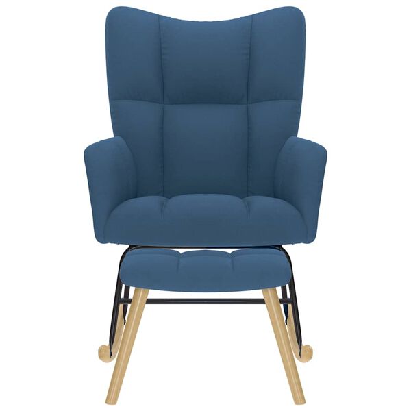 vidaXL Fotel bujany z podn&oacute;żkiem, niebieski, obity tkaniną