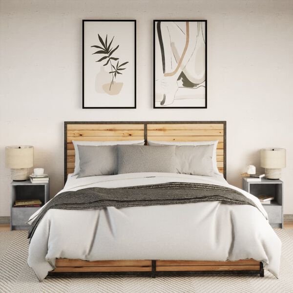 vidaXL Szafki nocne z podświetleniem LED, 2 szt., szarość betonu