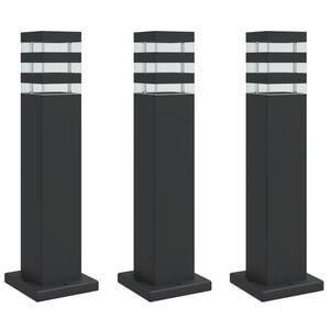 vidaXL Zewnętrzne lampy stojące, 3 szt., czarne, 50 cm, aluminium
