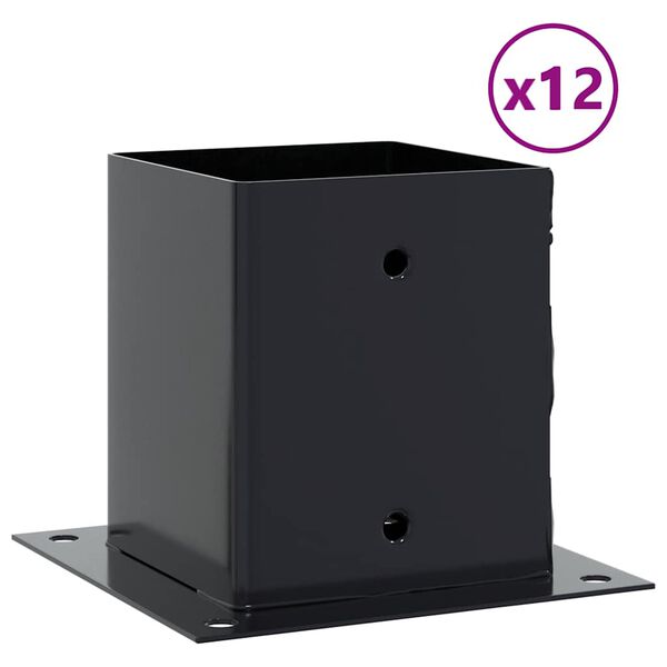 vidaXL Podstawy słupk&oacute;w kwadratowe 12 szt. Antracyt 121x121 mm
