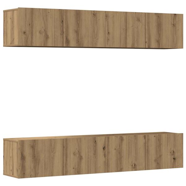 vidaXL Wiszące szafki telewizyjne, 4 szt., dąb artisan