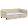 vidaXL Sofa rozsuwana z szufladami, kremowa, 90x200 cm, tkanina