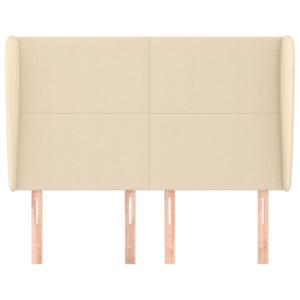 vidaXL Zagł&oacute;wek uszak, kremowy, 147x23x118/128 cm, tkanina