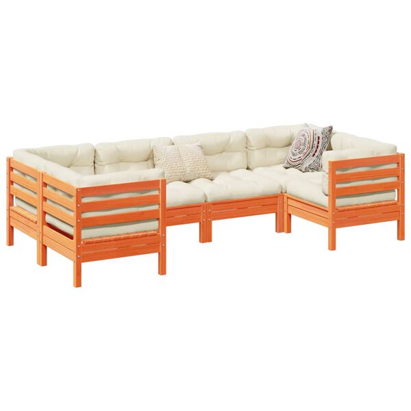 vidaXL 6-cz., ogrodowy zestaw wypoczynkowy z poduszkami, woskowy brąz