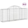 vidaXL Kosze gabionowe, 13 szt, 200x30x80/100 cm, galwanizowane żelazo
