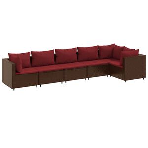 vidaXL 6-cz zestaw wypoczynkowy do ogrodu, poduszki, brązowy rattan PE