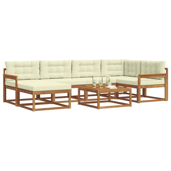 vidaXL Zestaw sof na zewnątrz z poduszką 7 pcs Naturalny i Kremowy