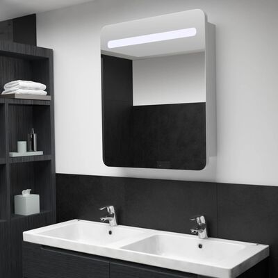 vidaXL Szafka łazienkowa z lustrem i LED, 68 x 9 x 80 cm