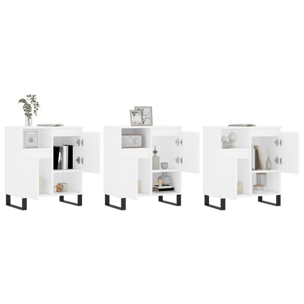 vidaXL Szafki, 3 szt., biały, materiał drewnopochodny