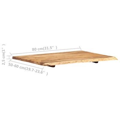 vidaXL Blat, lite drewno akacjowe, 80x(50-60)x3,8 cm