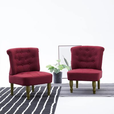vidaXL Krzesło w stylu francuskim, czerwone wino, materiałowe