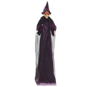 vidaXL Wisząca halloweenowa m&oacute;wiąca wiedźma Fioletowy 216 x 125 cm
