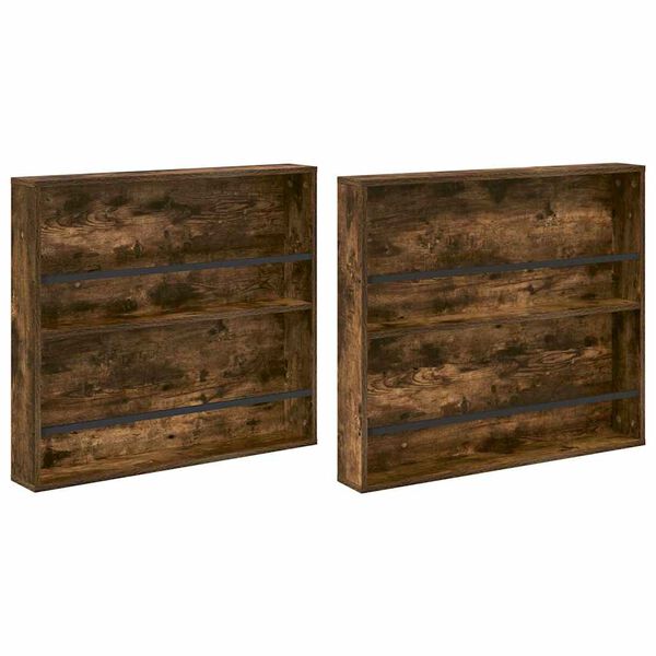 vidaXL Regał na gazety z p&oacute;łką 2 pcs Dąb wędzony 80 x 12 x 70 cm