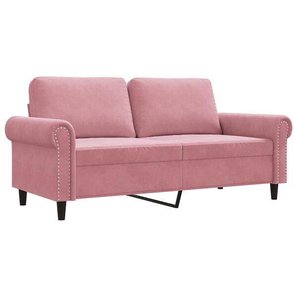 vidaXL Sofa 2-osobowa, r&oacute;żowy, 140 cm, tapicerowana aksamitem