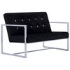 vidaXL 2-osobowa sofa z podłokietnikami, czarna, chrom i aksamit