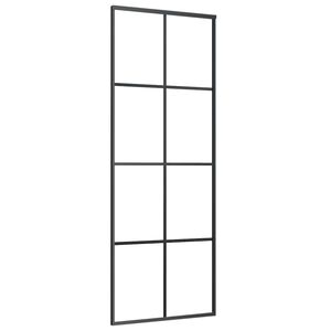 vidaXL Drzwi przesuwne, czarne, 76x205 cm, szkło ESG i aluminium