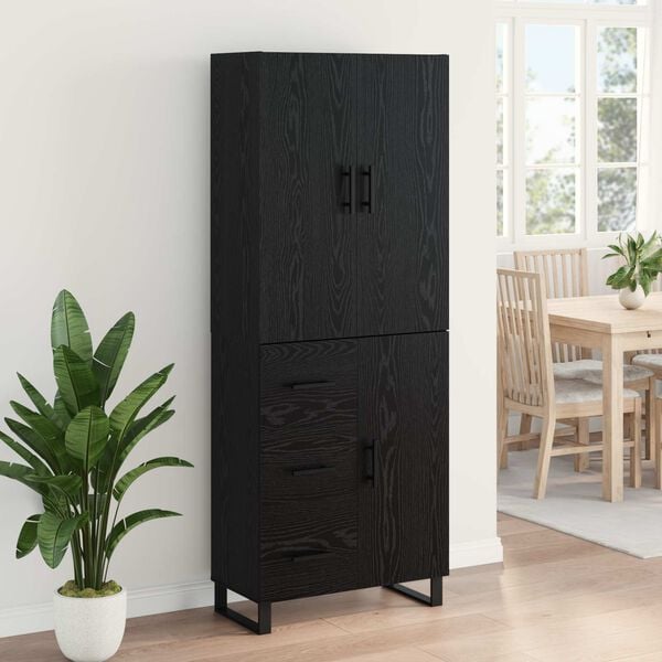 vidaXL Highboard z szufladą 2 pcs Czarny Dąb 69,5 x 34 x 180 cm
