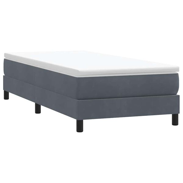 vidaXL Ł&oacute;żko Box Spring bez materaca Ciemnoszary 90x210 cm Aksamit