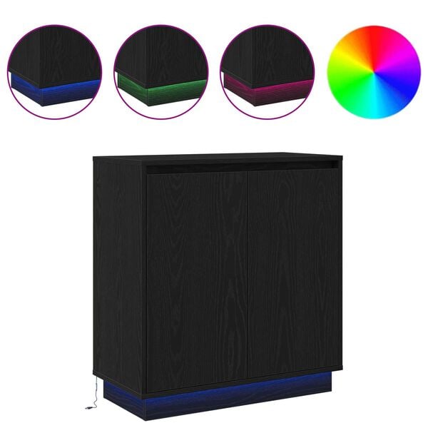 vidaXL Bufet Czarny Dąb 71 x 34.5 x 75 cm Materiał drewnopochodny