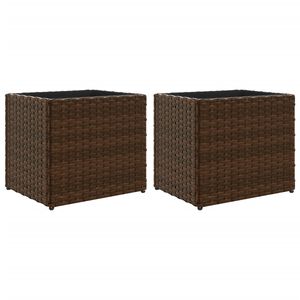 vidaXL Donice ogrodowe, 2 szt., brązowe, 36x30x32 cm, polirattan