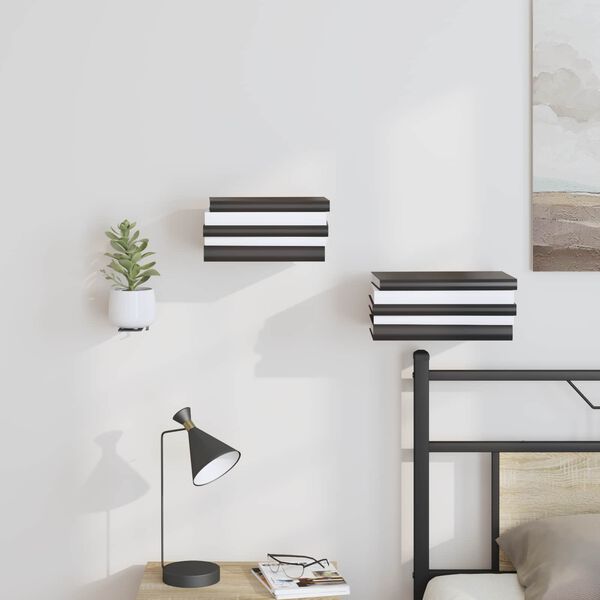 vidaXL P&oacute;łka ścienna z p&oacute;łką 4 pcs Czarny 6 x 10.8 x 6.6 cm