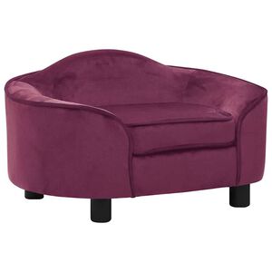 vidaXL Sofa dla psa, bordowa, 67x47x36 cm, pluszowa