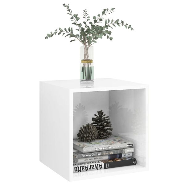 vidaXL P&oacute;łka ścienna, wysoki połysk, biała, 37x37x37 cm