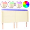 vidaXL Zagł&oacute;wek do ł&oacute;żka z LED kremowy 203x16x118/128cm sztuczna sk&oacute;ra