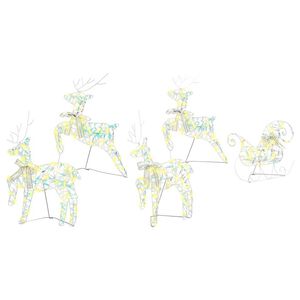 vidaXL LED Renifery 5 szt. 40 LED Wielokolorowy 42 x 15 x 64 cm PET