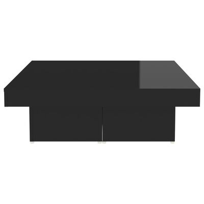 vidaXL Stolik kawowy, czarny, wysoki połysk, 90x90x28 cm, płyta