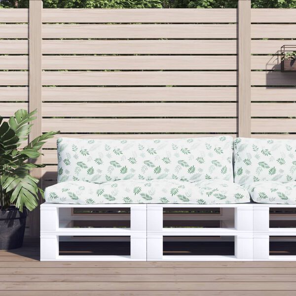 vidaXL Poduszki na palety, 2 szt., wz&oacute;r w liście, tkanina Oxford