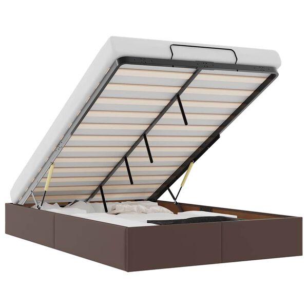 vidaXL Rama łóżka otomana bez materaca, brązowa, 120x200 cm, ekoskóra