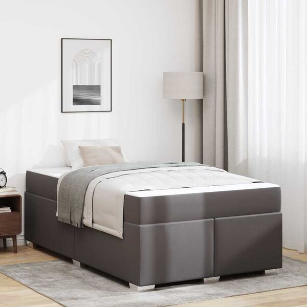 vidaXL Ramka ł&oacute;żka z materacem Szary 120 x 190 cm tkanina