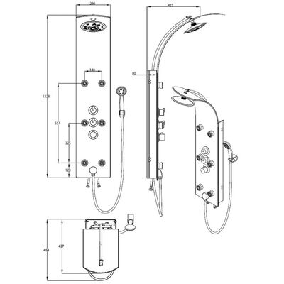SCHÜTTE Szklany panel prysznicowy LANZAROTE z termostatem, czarny