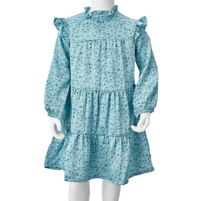 Sukienka dziecięca z długimi rękawami, niebieska, 92