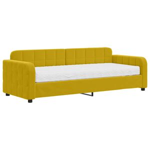 vidaXL Sofa z materacem do spania, ż&oacute;łta, 80x200 cm, aksamit