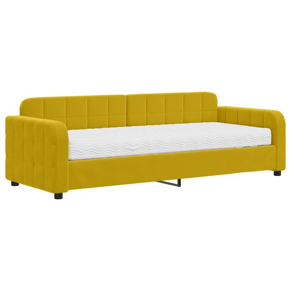 vidaXL Sofa z materacem do spania, ż&oacute;łta, 80x200 cm, aksamit