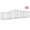 vidaXL Kosze gabionowe, 3 szt., 300x50x60/80 cm, galwanizowane żelazo