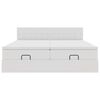 vidaXL Rama ł&oacute;żka otomana z materacami, biała, 200x200 cm, ekosk&oacute;ra