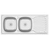 vidaXL Zlew kuchenny dwukomorowy, srebrny, 1200x600x155 mm, stal