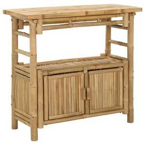 vidaXL Konsola z p&oacute;łką z drzwiami Naturalny 80 x 35 x 75 cm Bambus