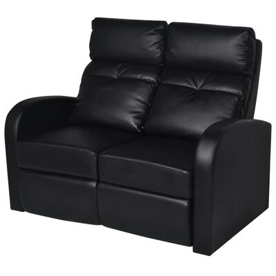 vidaXL Fotele kinowe 2 osobowe, czarna, sztuczna skóra