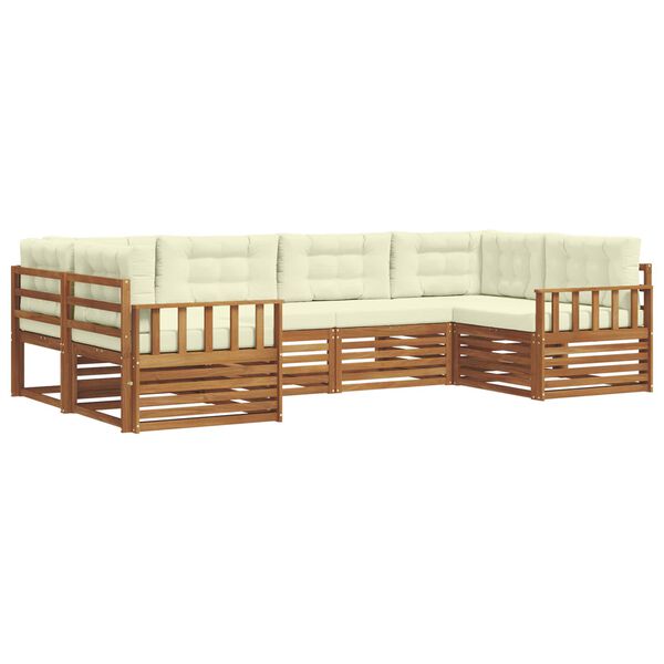vidaXL Zestaw sof na zewnątrz z poduszką 6 pcs Naturalny i Kremowy
