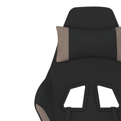 vidaXL Fotel gamingowy z podnóżkiem i masażem, czarno-taupe, tkanina
