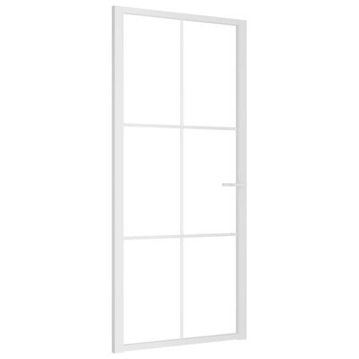 vidaXL Drzwi wewnętrzne, 93x201,5 cm, białe, szkło ESG i aluminium