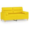 vidaXL 2-osobowa sofa z poduszkami, jasnoż&oacute;łta, 140 cm, tkanina