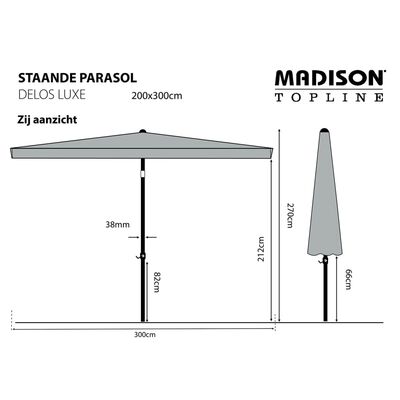 Madison Parasol ogrodowy Delos Luxe, 300 x 200 cm, szary, PAC5P014